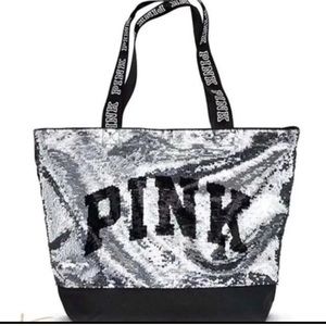 PINK VS/ Silver sequins limited edition tote